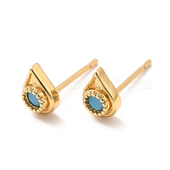 Light Sky Blue Cubic Zirconia Teardrop Stud Earrings&nbsp;EJEW-F281-27G