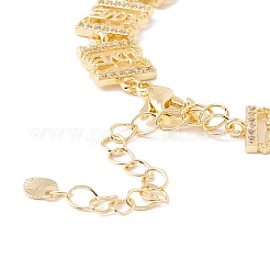 Clear Cubic Zirconia Rectangle with Word Love Link Chains Bracelet&nbsp;BJEW-I301-07G