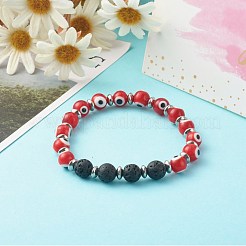 Handmade Evil Eye Lampwork Beaded Stretch Bracelets&nbsp;BJEW-JB06466-03