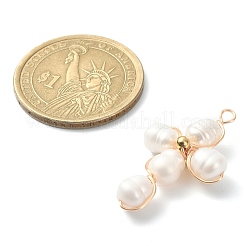 Natural Cultured Freshwater Pearl Copper Wire Wrapped Pendants&nbsp;PALLOY-TA00043