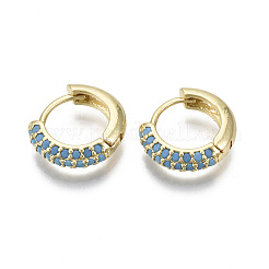 Brass Micro Pave Cubic Zirconia Huggie Hoop Earrings&nbsp;EJEW-R144-004D-NF