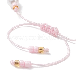 Natural Dyed Yellow Jade & Plastic Imitation Pearl Braided Bead Bracelets for Women&nbsp;BJEW-MZ00308-01