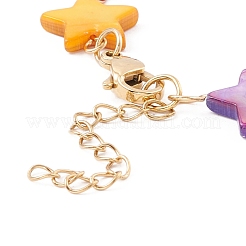 Natural Shell Star Link Chain Bracelet&nbsp;BJEW-C015-11G