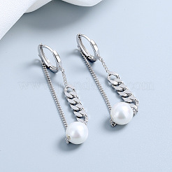 925 Sterling Silver Round with Curb Chain Hoop Earrings&nbsp;FS-WG0D558-01