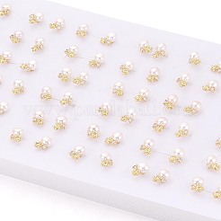 Flower Brass Micro Pave Clear Cubic Zirconia Stud Earrings&nbsp;PEAR-N020-WX14