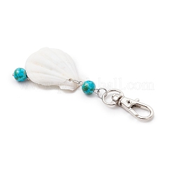 Natural Scallop Shell & Synthetic Turquoise Starfish Pendant Decorations&nbsp;HJEW-JM03641-01