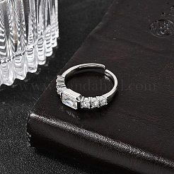 Brass with Cubic Zirconia Cuff Rings for Women&nbsp;RJEW-B160-07B-P