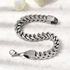 201 Stainless Steel Curb Chain Bracelets for Men&nbsp;STAS-T077-09P