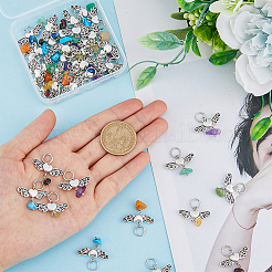 6 Sets Natural & Synthetic Stone Chips Alloy Pendants&nbsp;FIND-HY0001-44