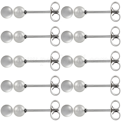 100Pcs 304 Stainless Steel Round Stud Earrings&nbsp;EJEW-BBC0002-05C-P