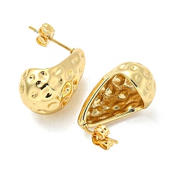 Rack Plated Teardrop Hammered Brass Stud Earrings for Women&nbsp;EJEW-Z048-15A-G