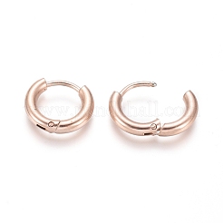 Ion Plating(IP) 304 Stainless Steel Huggie Hoop Earrings&nbsp;EJEW-F111B-13mm-RG