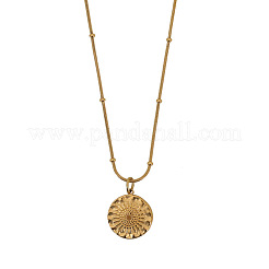 Bohemian 304 Stainless Steel Embossed Flower Pendant Necklaces for Women&nbsp;WG2EB36-01