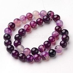 Natural Striped Agate/Banded Agate Beads Strands&nbsp;G-D845-01A-8mm