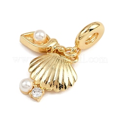 Brass Pave Clear Cubic Zirconia European Dangle Charms&nbsp;KK-N271-32G