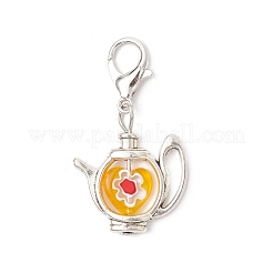 Kettle Alloy & Glass Pendant Decorations&nbsp;HJEW-JM03659