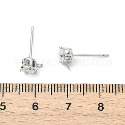 SHEGRACE Brass Clear Cubic Zirconia Flat Round Stud Earring Findings&nbsp;XGR0102P-117P