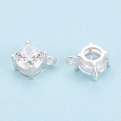 925 Sterling Silver Micro Pave Clear Cubic Zirconia Charms&nbsp;STER-N017-17A-S