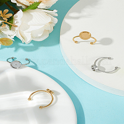 4Pcs 4 Styles 201 Stainless Steel Cuff Pad Ring Settings&nbsp;FIND-LP0001-08