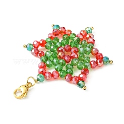 Christmas Snowflake Electroplate Glass Bead Woven Pendant Decorations&nbsp;HJEW-JM00952