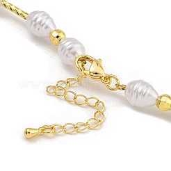 Rack Plating Brass & ABS Plastic Pearl Beads Beaded Necklaces for Women&nbsp;NJEW-C059-12G