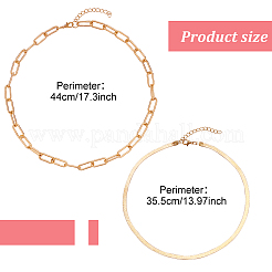 4Pcs 4 Style Alloy Paperclip & Herringbone Chain Necklaces Set&nbsp;NJEW-AN0001-09