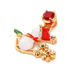 Christmas Theme Brass Micro Pave Cubic Zirconia Pendants&nbsp;KK-C076-27G-05