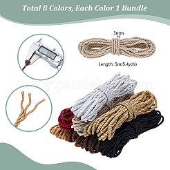 8 Bundles 8 Colors Round Polyester Twisted Cord&nbsp;WCOR-PH0001-06A