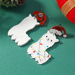 Cute Christmas Sheep Acrylic Dangle Stud Earrings&nbsp;QW2169