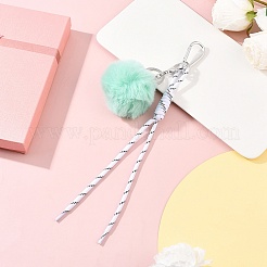 Imitation Rex Rabbit Fur Pompom Ball & Polyester Cord Pendant Decorations&nbsp;HJEW-JM04420-02