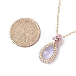 Glass Teardrop Pendant Necklaces&nbsp;NJEW-MZ00066-02
