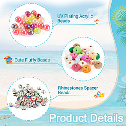 140Pcs 3 Styles Polyester Rabbit Hair with Alloy European Beads&nbsp;DIY-TA0015-26