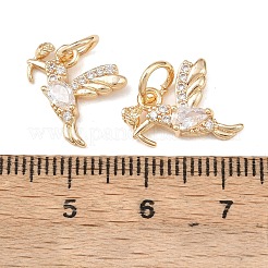 Brass Micro Pave Clear Cubic Zirconia Pendants&nbsp;KK-C142-07LG