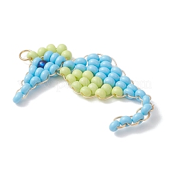 4Pcs Glass Seed Beaded Sea Horse Pendants&nbsp;PALLOY-MZ01138