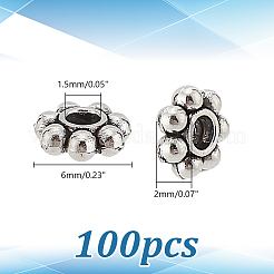 100Pcs Tibetan Style Alloy Beads Flower Spacer Beads&nbsp;TIBEB-LP0001-03