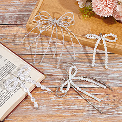 8Pcs 4 Styles Bowknot Glass Pearl & Plastic Shoes Charms&nbsp;HJEW-GO00089