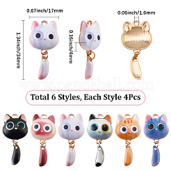 24Pcs 6 Colors Printed Alloy Pendants&nbsp;FIND-BM0001-80