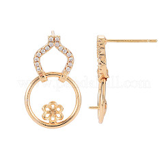 Brass Micro Pave Clear Cubic Zirconia Stud Earring Findings&nbsp;KK-S364-064