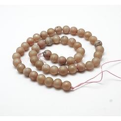 Electroplated Natural Agate Round Bead Strands&nbsp;G-M171-10mm-06