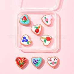 8Pcs 8 Colors Painted Glass Beads Enamel Beads Heart with Fruit&nbsp;LAMP-FS0001-51