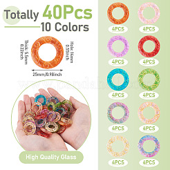40Pcs 10 Colors Baking Paint and Golden Metal Enlaced Glass Beads&nbsp;DGLA-TA0001-65
