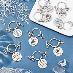 9Pcs 9 Style Graduation Theme 201 Stainless Steel Keychain Clasps&nbsp;KEYC-PH0001-52