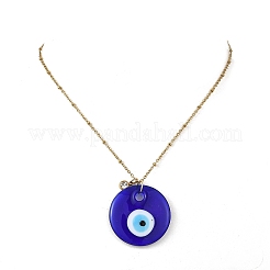 Handmade Lampwork Blue Evil Eye Pendant 304 Stainless Steel Satellite Chain Necklaces&nbsp;NJEW-JN06471