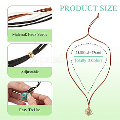 3Pcs Faux Suede Macrame Pouch  Pendant Necklaces&nbsp;NJEW-TAC0052-02