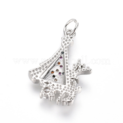 Brass Micro Pave Cubic Zirconia Pendants&nbsp;X-ZIRC-L085-15P