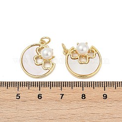 Brass Pave Natural Shell Pendants&nbsp;KK-U058-05G