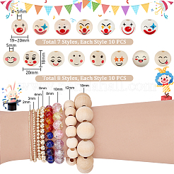 150Pcs 15 Styles Printed Wood European Beads&nbsp;WOOD-PH0003-20