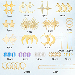 DIY Brass Star Moon Sun Leverback Earring Making Kit&nbsp;DIY-SC0025-86