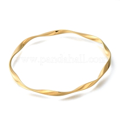 Ion Plating(IP) 304 Stainless Steel Twisted Ring Bangles&nbsp;BJEW-G684-04G