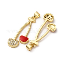 Brass Micro Pave Cubic Zirconia Pendants&nbsp;KK-D390-18G-02